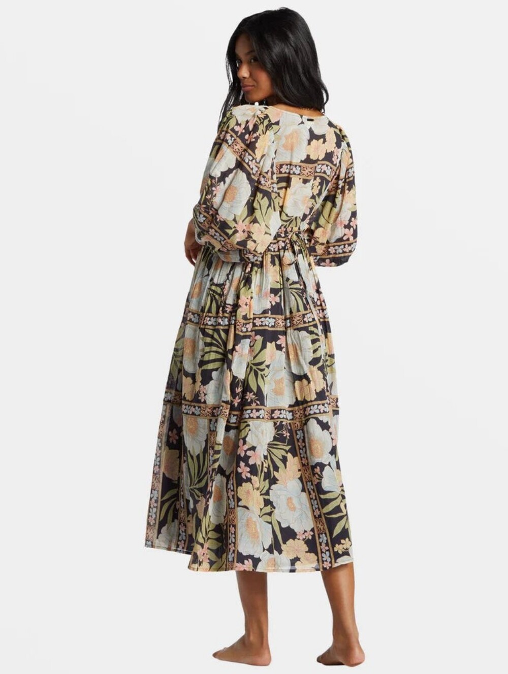 Billabong Black Floral Boho Midi Maxi Dress Small - Picture 4 of 11